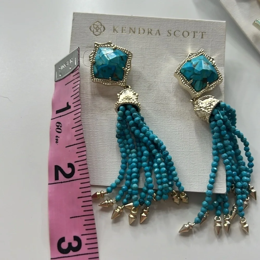 Kendra Scott Misha tassel Dangle Turquoise Earrings- LIKE NEW!